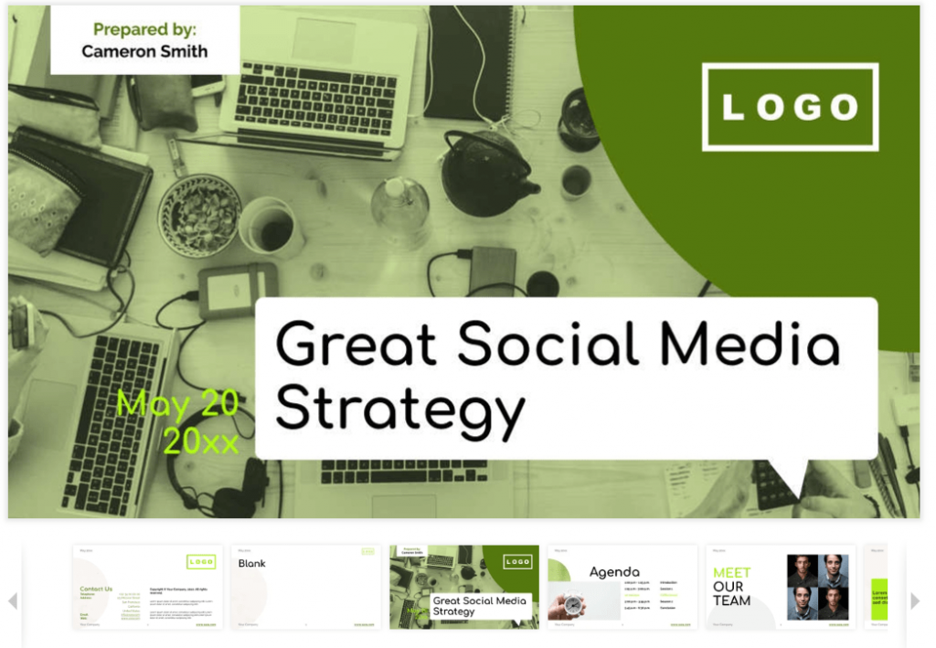The Social Media Strategy For Presentations Template
